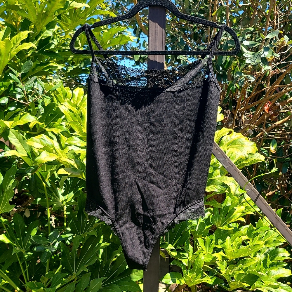 PINK Victoria's Secret Black Lace Bodysuit